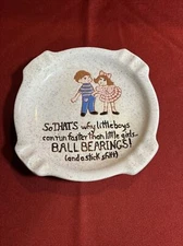Vintage Adult Humor ASHTRAY Naughty Ceramic Dish Difference Between Boy Girl 7"