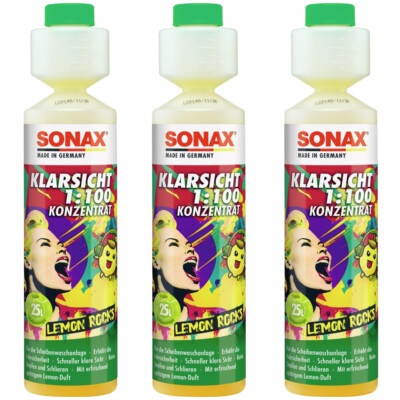 Sonax Scheibenreiniger Lemon Rocks 3x 250ml KlarSicht Konzentrat 1:100 Zitrone