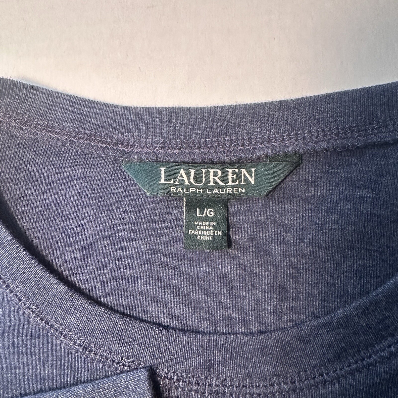 Lauren Ralph Lauren Blue Long Sleeve Shirt Faux Suede Brown Elbow Patch Women L thumbnail 2
