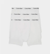 3 Three Pack Men's Calvin Klein Cotton Boxer Brief Black White Tri New In Box