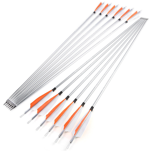 30" Archery Aluminum Arrows SP500 Feathers Recurve Compound Bow Target Hunting - Picture 17 of 27