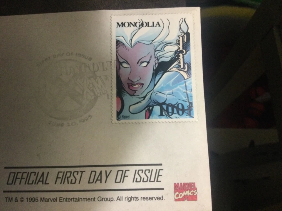 ВИНТАЖНЫЙ MARVEL X-MEN STORM МОНГОЛЬСКИЙ ПЕРВЫЙ ДЕНЬ ВЫПУСКА МАРКИ И КОНВЕРТ 06/20/1995 - Изображение 3 из 4