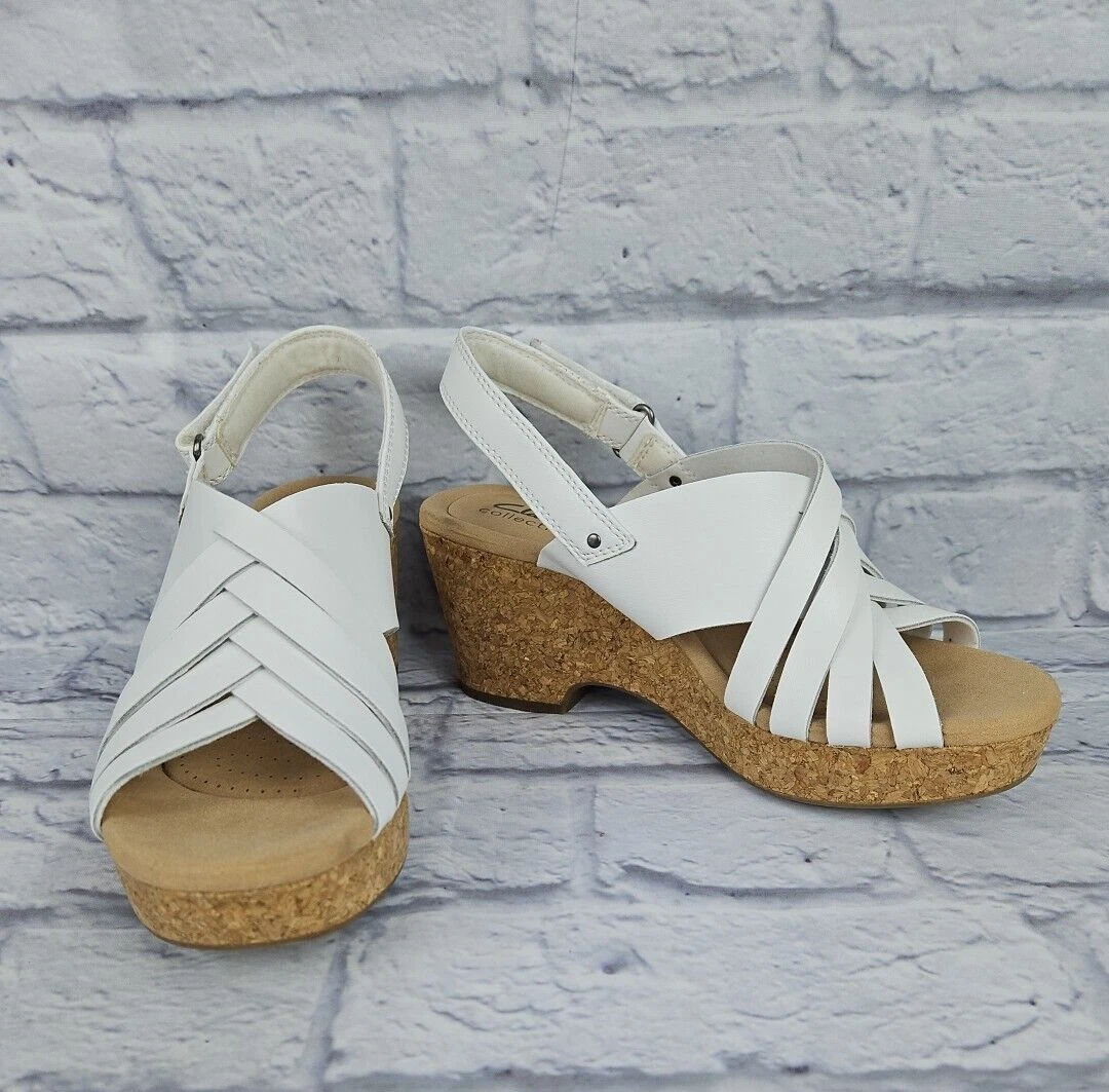 Sandali Clarks Giselle glow donna bianchi zeppa slingback taglia 8 5 M