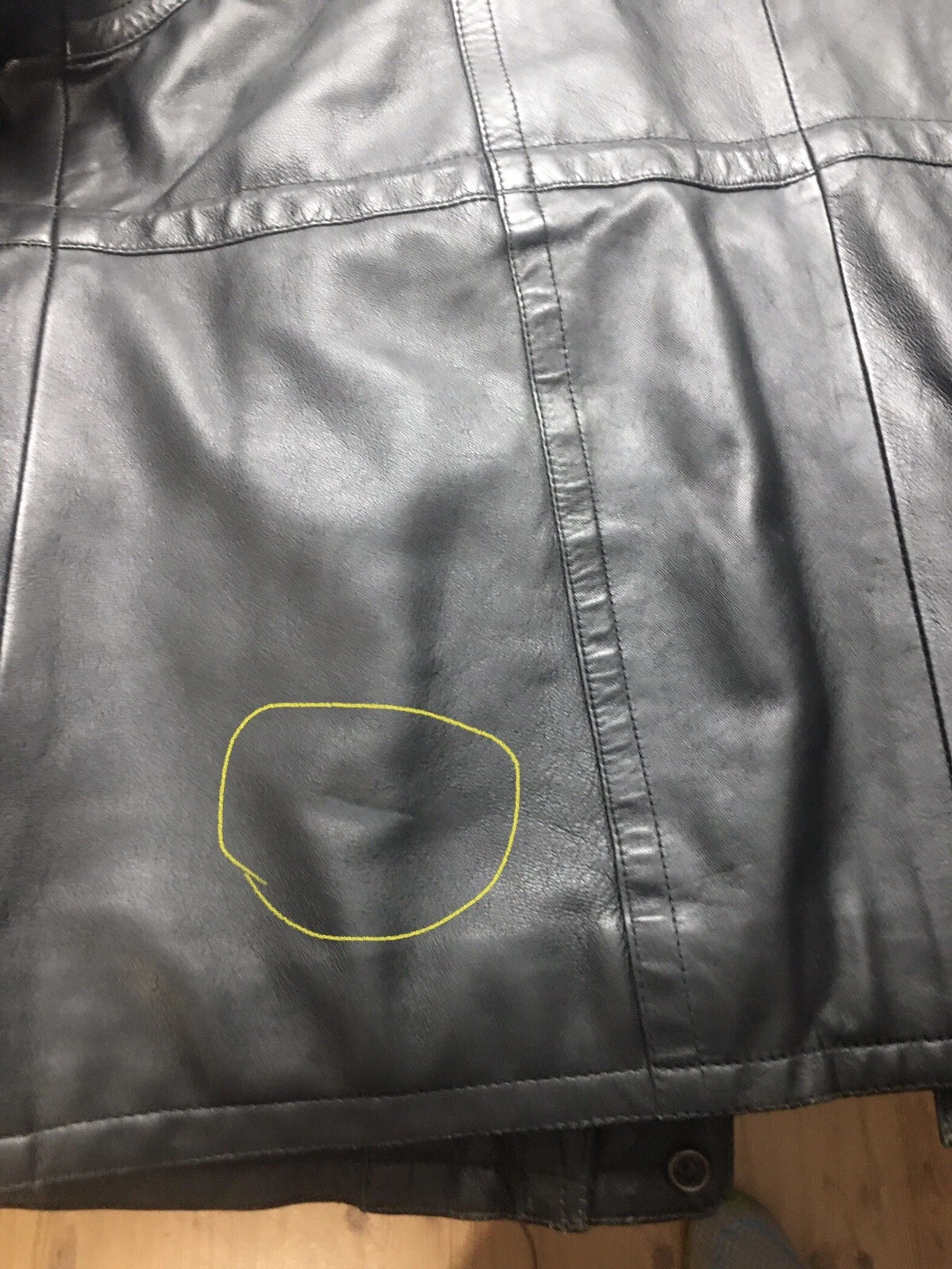 naga tora mens Black Business dress leather coat Mid Length 44” Vintage Medium image 10
