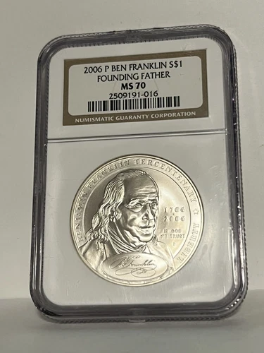 2006 P  Ben Franklin Founding Father Silver Dollar NGC MS70 Coin
