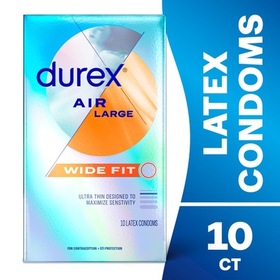 Durex Air Large Fit Thin Sensitive Lubricated Latex Condoms + Silver Pocket Case