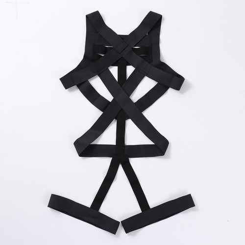 Men Leather Harness Sexy Jockstrap Bodysuit Shoulder Strap Clubwear Jumpsuit - Picture 18 of 38