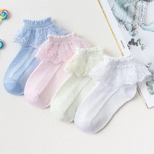 1Pair Baby Girls Lace Ruffle Socks Kids Princess Mesh Children Ankle Short Breat
