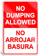 No Dumping Signs Private Property - Reflective 8X12 in No Arrojar Basura Aluminu