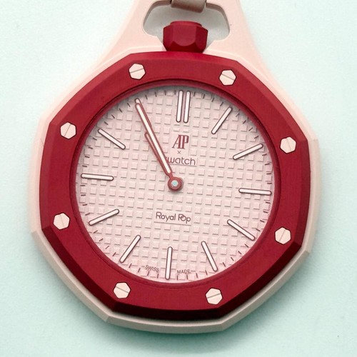 AUDEMARS PIGUET×Swatch Pocket Watch Royal Pop Bioceramic Pink Hand-wound Workin