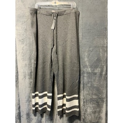 Chico's Energy Cashmere Blend Gray Ribbed Knit Cropped NWT Pants 3 XL Wide