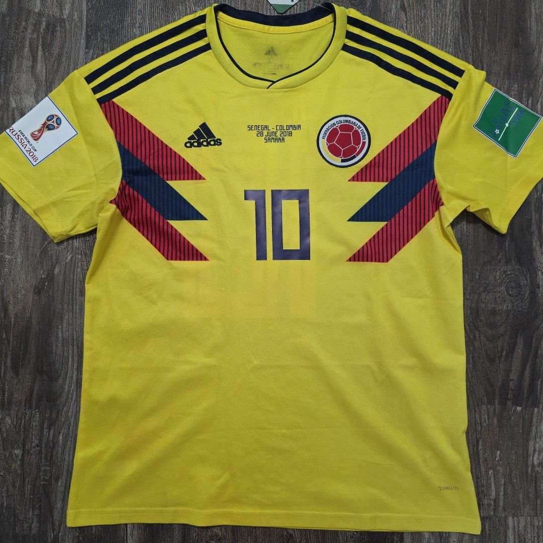 2018 Adidas Colombia Home Soccer Jersey James Rodriguez Men L