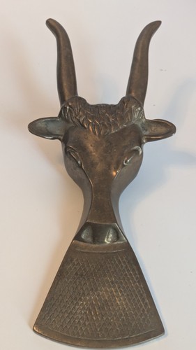 Vintage massiv Messing Stier Schuhlöffel Longhorn Lenkschuh Stiefelheber Western TX 9,5" - Bild 3 von 12