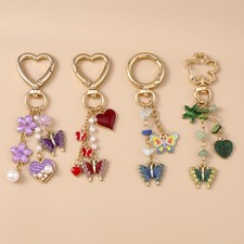 Sturdy Alloy Floral Initial Keyring for Women Girls Accessories Decoration
