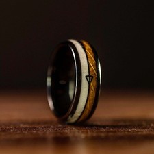 Men's 8mm Deer Antler Whiskey Barrel Wedding Band