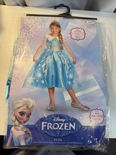 Girls DELUXE ELSA Costume Ice Queen Dress Tiara Child Medium 7 8 Disney Frozen