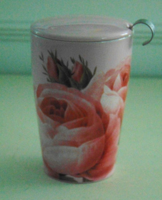 TEA FORTE ''JARDIN'' CERAMIC 12 OZ. KATI STEEPING CUP W/STAINLESS STEEL INFUSER