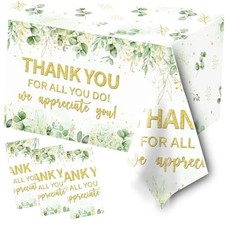 3Pack Sage Green Thank You Tablecloth - Eucalyptus Appreciation Decorations