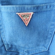 Vintage 80's Guess Jeans. Bright Teal, Zip Fly, High Waist, Size 30