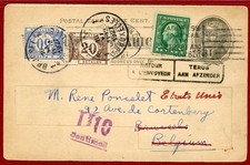 US 1927, Uprated 1c Postal Card to Belgium, Postage Due  T ,70c Added on Arrival