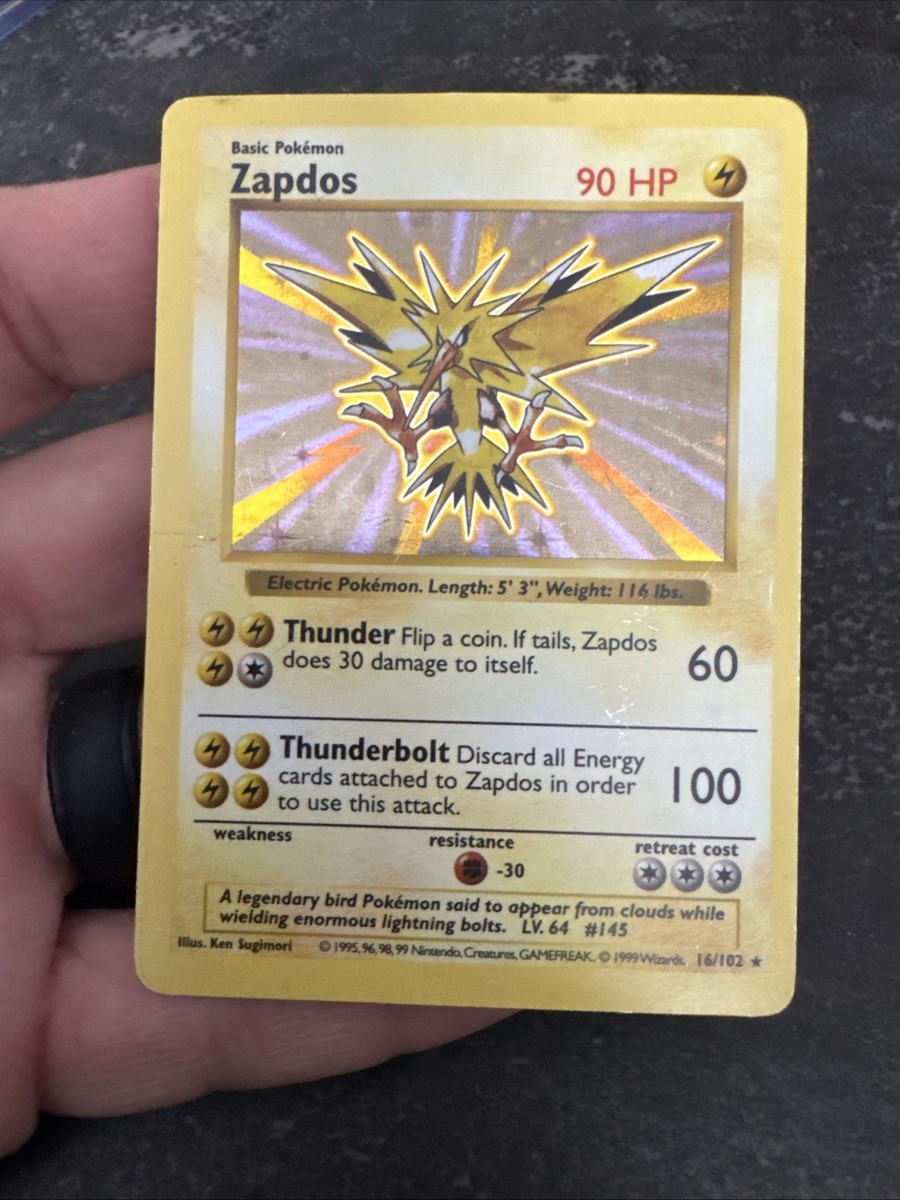 ZAPDOS SHADOWLESS 16/102 サンダー 英語版 Zapdos 016/102 Base Set (Shadowless) Holo | eBay