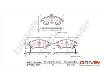 Dr!ve+ DP1010.10.0061 Bremsbelagsatz, Scheibenbremse für HONDA