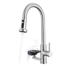 3 in 1 Kitchen Faucet with Press Type Glass Rinser High Arc Pull Down Sprayer