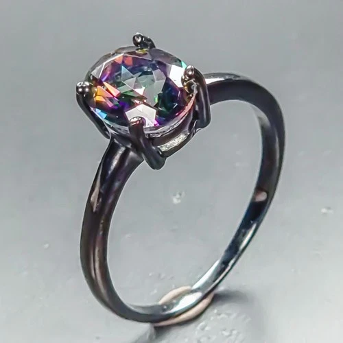 Vintage ring Natural Mystic Quartz Ring 925 Sterling Silver Size 7 /R463670