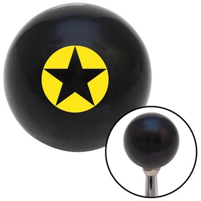 Yellow Star in Circle Outline Black Shift Knob w/ M16x1.5 Insert Shifter Auto