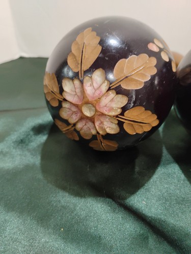 Vintage Mexican Maracas Hand Carved And painted design Purple - Picture 6 of 8