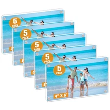 5-Pack Acrylic Fridge Magnet Frames, 4 x 6 Inches Picture Frame for Refrigera...