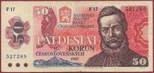 Tschechoslowakei/Czechoslovakia 50 Korun P-96a Serie F17 (1987)