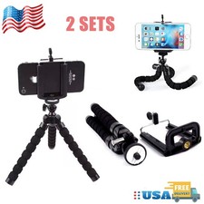 2Set Adjustable Tripod Stand Flexible Octopus Phone Holder iPhone Camera Bracket