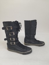 Underground England Boots Shoes UK 4 Black Buckle 17 Eye Zip Y2K Vintage 2004