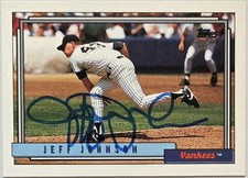 1992 TOPPS Jeff Johnson Auto Card #449 New York Yankees Baseball Signed MLB 