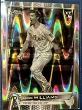 2022 Topps Chrome Sonic Baseball Black & White WayRave RC Card of Luke Williams