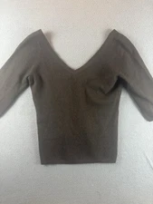 Worth Black 100% Cashmere Ribbed Knit Off The Shoulder Sweater Top M