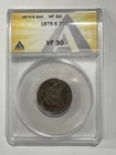 1875-S Seated Liberty 20C Silver Reeded Edge ANACS VF30 Cert#7688348