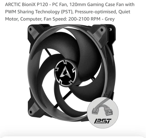 Arctic BioniX P120-120 mm Gaming Case Fan PWM (PST) 200–2100 RPM - Grey