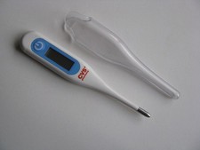1 CVS Pharmacy Logo Digital Thermometer with Clear Cover Case Blue Battery Power