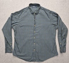 Polo Ralph Lauren Shirt Mens XL Blue Green Plaid Long Sleeve Button Down Cotton