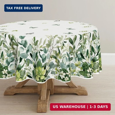Horaldaily Spring Summer Tablecloth 70x70 Inch Round, Eucalyptus Floral Table Co