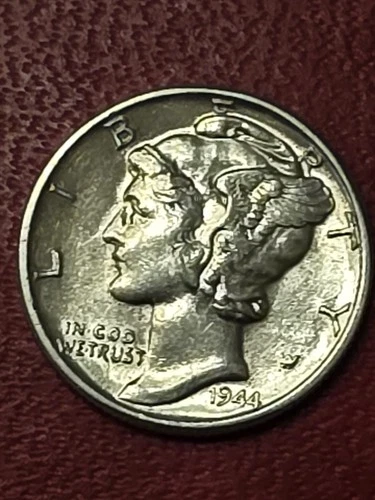 1944 P MERCURY DIME  GEM BU | NEAR SPLIT BANDS | AWESOME   LUSTER SILVER PIECE