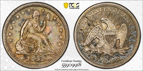 25c 1853-O Arrows Seated Liberty Quarter PCGS VF30 New Orleans Mint * AvenueCoin