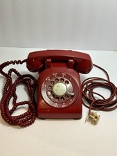 Vintage Western Electric Bell Rotary Desk Phone in Dark Red