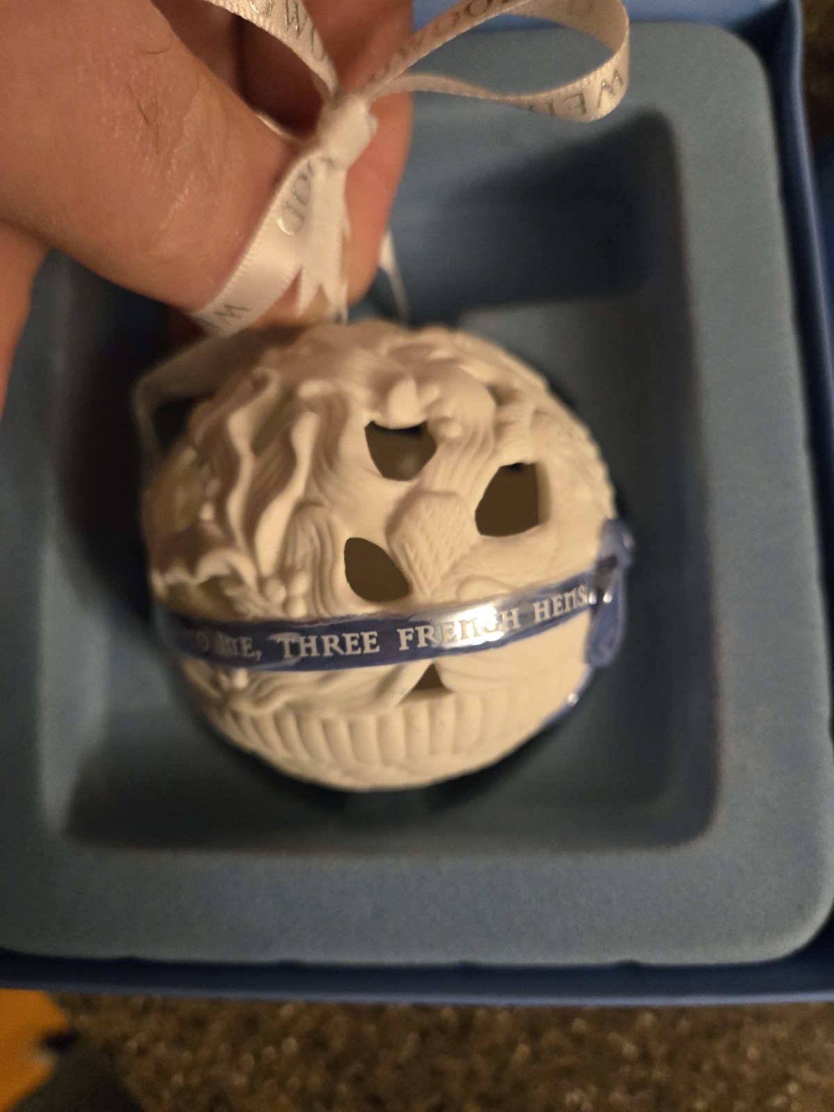 Wedgwood Jasperware 12 Days Of Christmas Ornament Three French Hens with Box 3rd