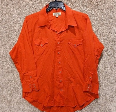 Vintage Sheplers Mens Size 19-35 Pearl Snap Western Rockabilly Shirt Red 