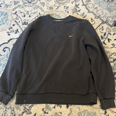 Nike Mini Swoosh Crewneck Sweatshirt Black Men s XXL **DISTRESSED LOOK**