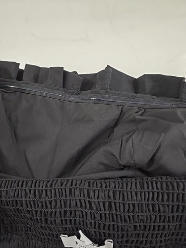 GILLI Ruffled Wide Leg Jumpsuit Womens M Black Strapless Ruched Stretch Cocktail - Picture 7 of 11