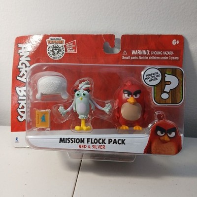 Angry Birds Mission Flock Pack Red & Silver Figures w/ Surprise Hatchling   NEW